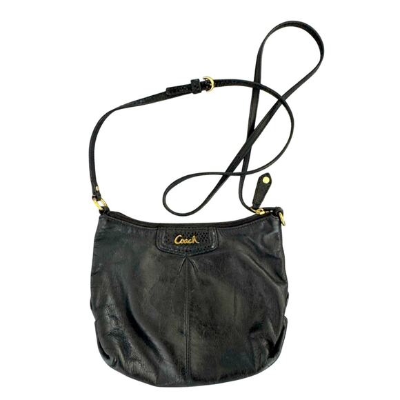 COACH ASHLEY Black CROSSBODY Bag Gold-Tone Hardware Logo Adjustable Strap PURSE - Picture 1 of 6
